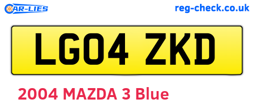 LG04ZKD are the vehicle registration plates.