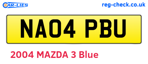 NA04PBU are the vehicle registration plates.