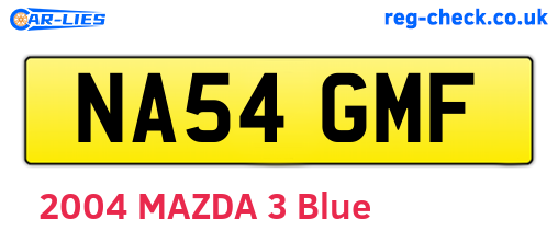 NA54GMF are the vehicle registration plates.