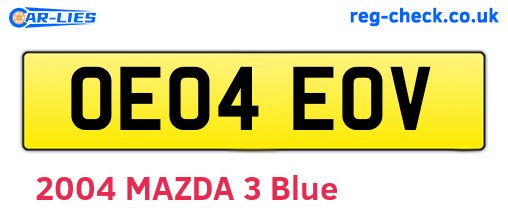 OE04EOV are the vehicle registration plates.