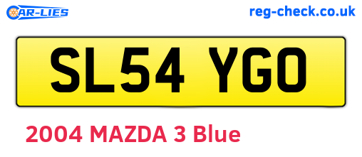 SL54YGO are the vehicle registration plates.