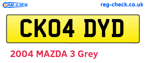 CK04DYD are the vehicle registration plates.