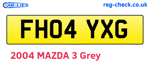 FH04YXG are the vehicle registration plates.