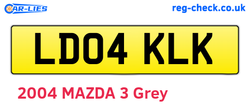 LD04KLK are the vehicle registration plates.