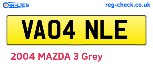 VA04NLE are the vehicle registration plates.