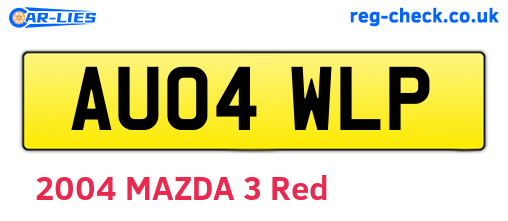 AU04WLP are the vehicle registration plates.
