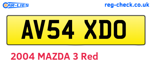 AV54XDO are the vehicle registration plates.