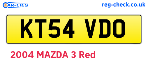 KT54VDO are the vehicle registration plates.
