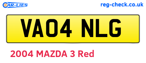 VA04NLG are the vehicle registration plates.