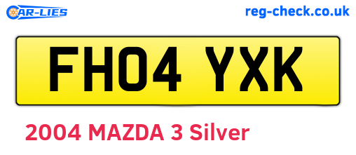 FH04YXK are the vehicle registration plates.