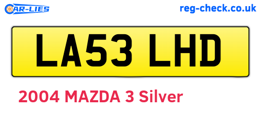 LA53LHD are the vehicle registration plates.