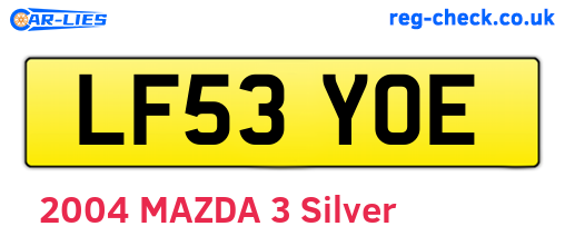 LF53YOE are the vehicle registration plates.