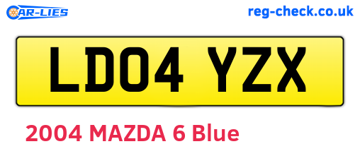 LD04YZX are the vehicle registration plates.