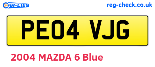 PE04VJG are the vehicle registration plates.