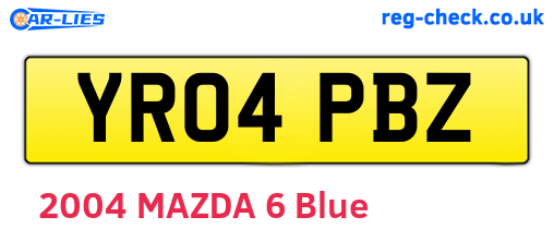 YR04PBZ are the vehicle registration plates.
