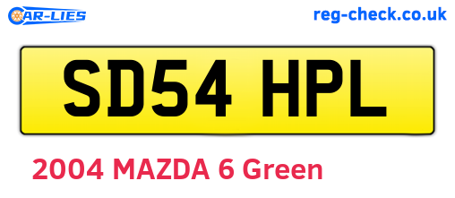 SD54HPL are the vehicle registration plates.