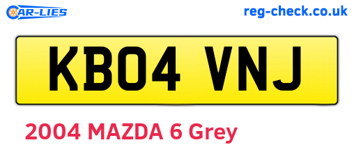 KB04VNJ are the vehicle registration plates.