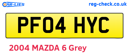PF04HYC are the vehicle registration plates.
