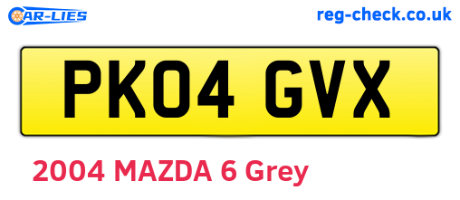 PK04GVX are the vehicle registration plates.