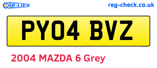 PY04BVZ are the vehicle registration plates.
