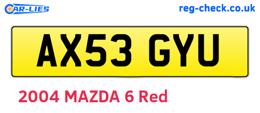 AX53GYU are the vehicle registration plates.