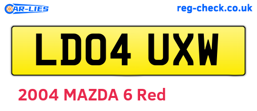LD04UXW are the vehicle registration plates.