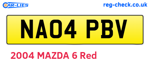 NA04PBV are the vehicle registration plates.