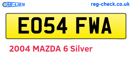 EO54FWA are the vehicle registration plates.