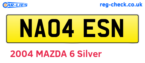 NA04ESN are the vehicle registration plates.