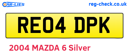 RE04DPK are the vehicle registration plates.