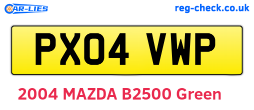 PX04VWP are the vehicle registration plates.