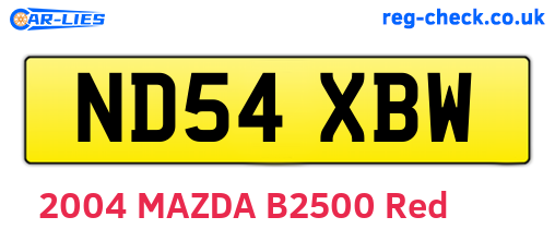 ND54XBW are the vehicle registration plates.