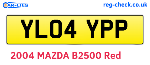 YL04YPP are the vehicle registration plates.