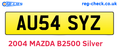 AU54SYZ are the vehicle registration plates.