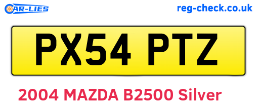 PX54PTZ are the vehicle registration plates.