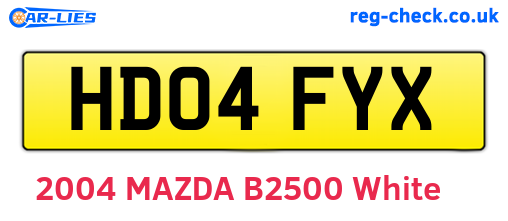 HD04FYX are the vehicle registration plates.