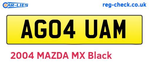 AG04UAM are the vehicle registration plates.