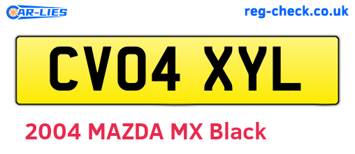 CV04XYL are the vehicle registration plates.