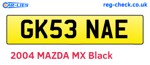 GK53NAE are the vehicle registration plates.