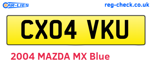 CX04VKU are the vehicle registration plates.