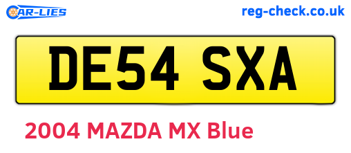 DE54SXA are the vehicle registration plates.