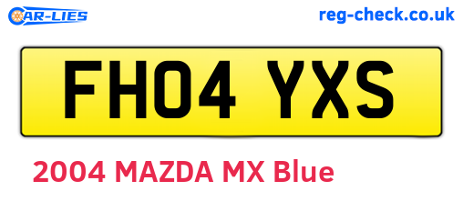 FH04YXS are the vehicle registration plates.