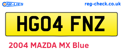 HG04FNZ are the vehicle registration plates.
