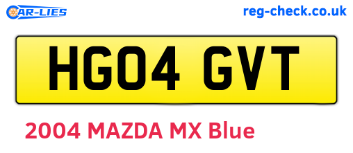 HG04GVT are the vehicle registration plates.