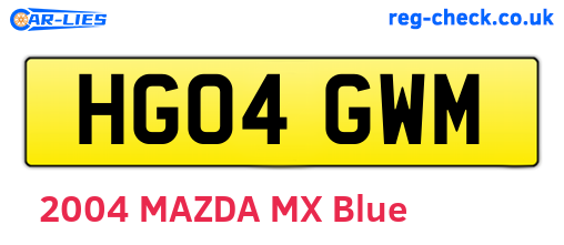 HG04GWM are the vehicle registration plates.