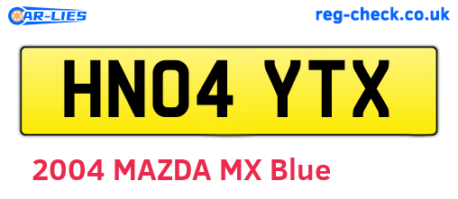 HN04YTX are the vehicle registration plates.
