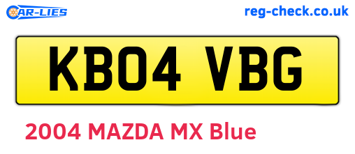 KB04VBG are the vehicle registration plates.