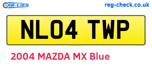 NL04TWP are the vehicle registration plates.