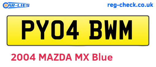PY04BWM are the vehicle registration plates.