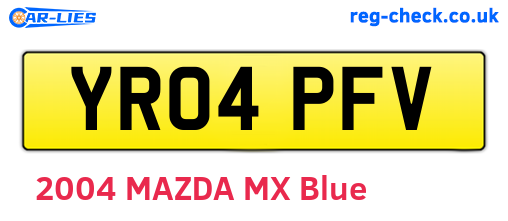 YR04PFV are the vehicle registration plates.